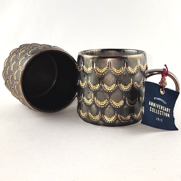 Starbucks Other - STARBUCKS 2 Mugs Set 2015 Anniversary Golden Scales Siren Tail Mermaid 296ml